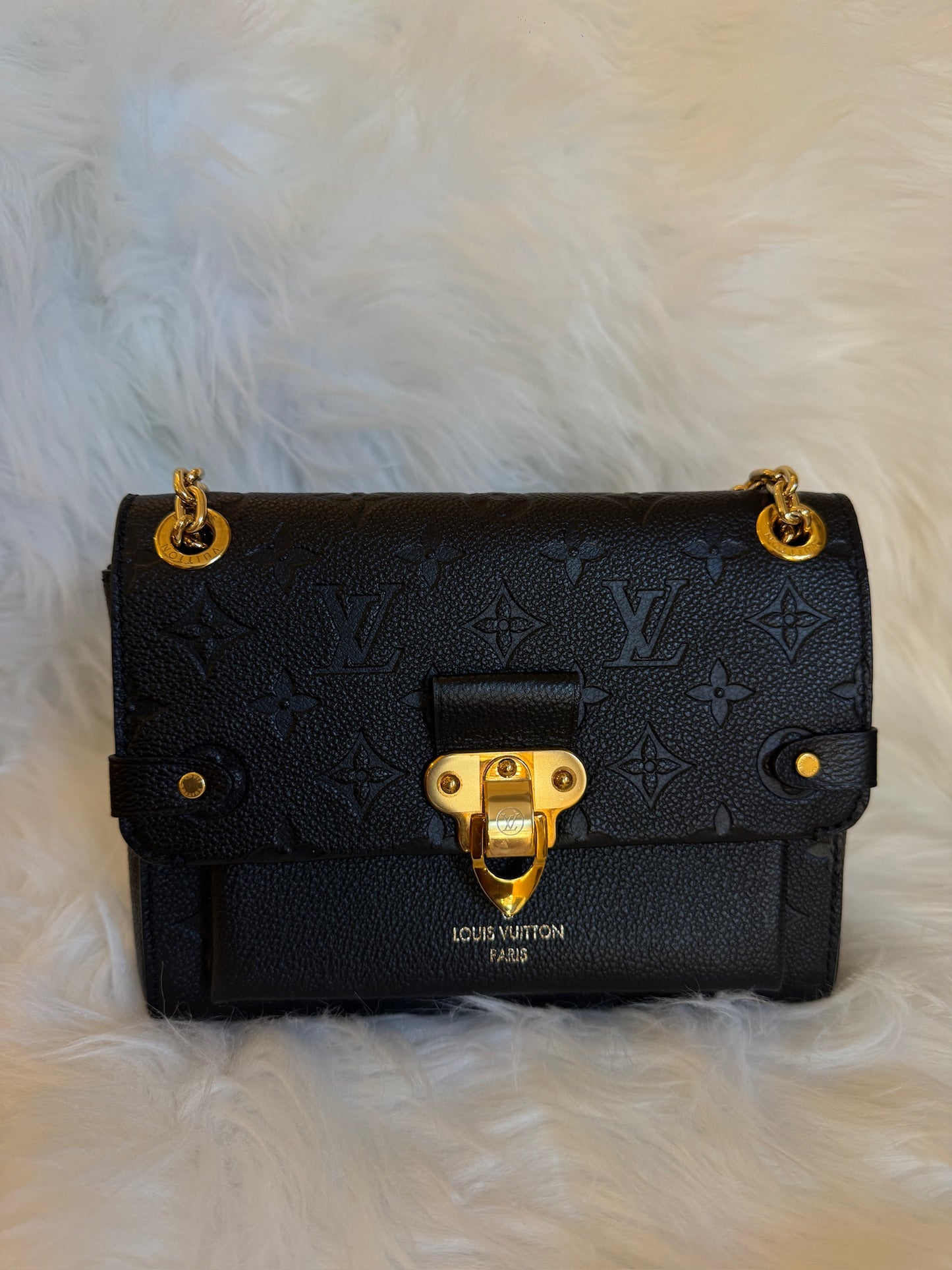 Louis Vuitton Lockme II BB Black Monogram Empreinte Leather Chain Bag