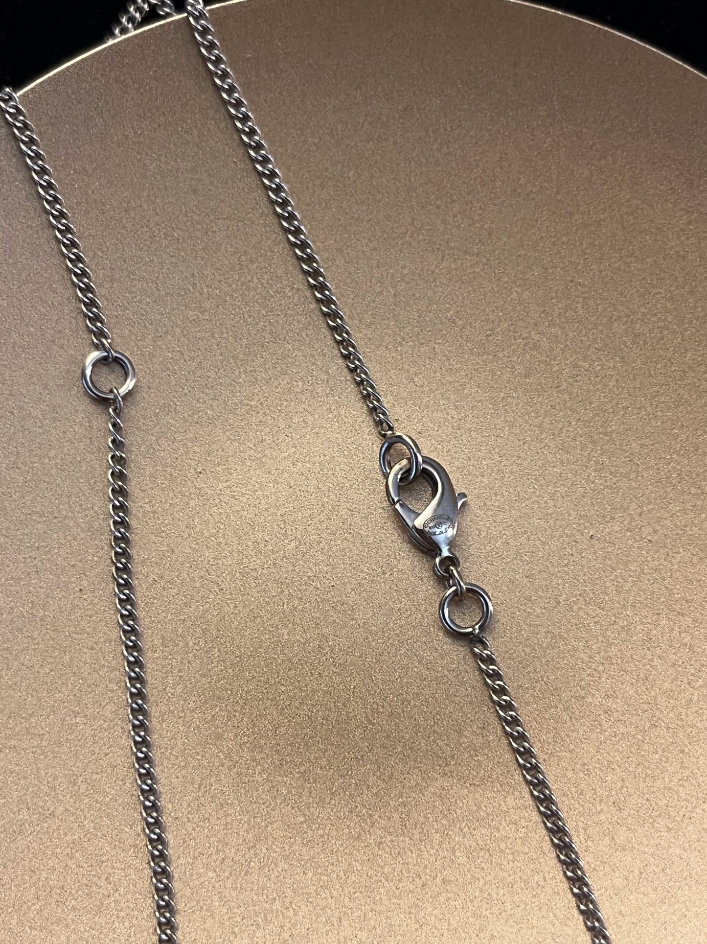 Chanel 2012 Gold CC Logo Pink Crystal Drop Necklace