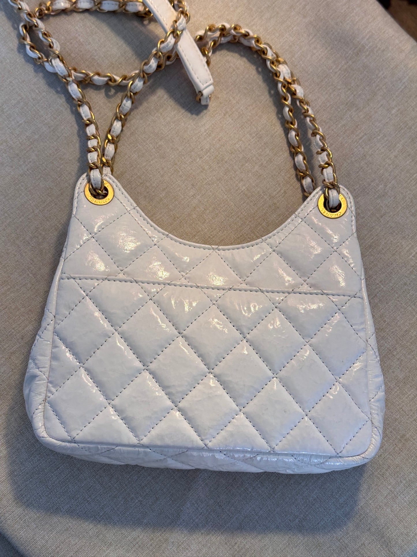 Chanel 2024 White Quilted Small Shoulder Bag with Chain