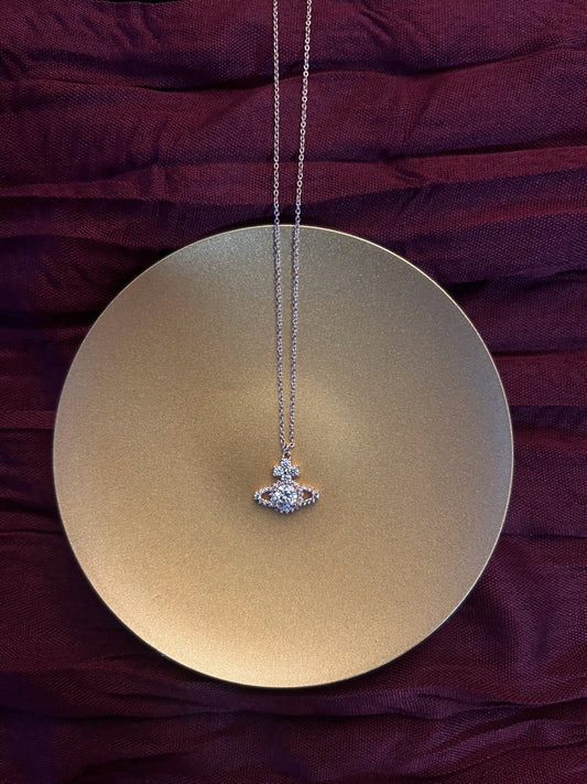 Vintage Vivienne Westwood Rose Gold-Tone Pavé Orb Necklace