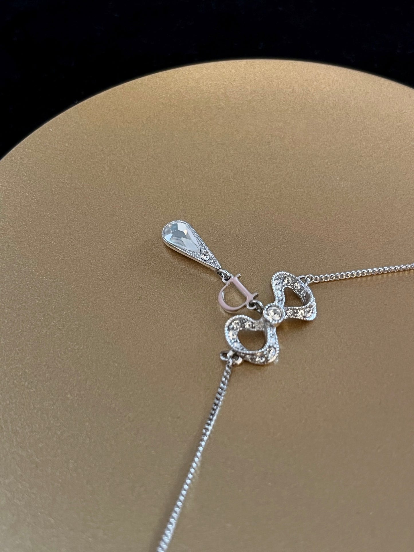 Vintage Dior Crystal Bow Drop Bracelet – Silver Tone