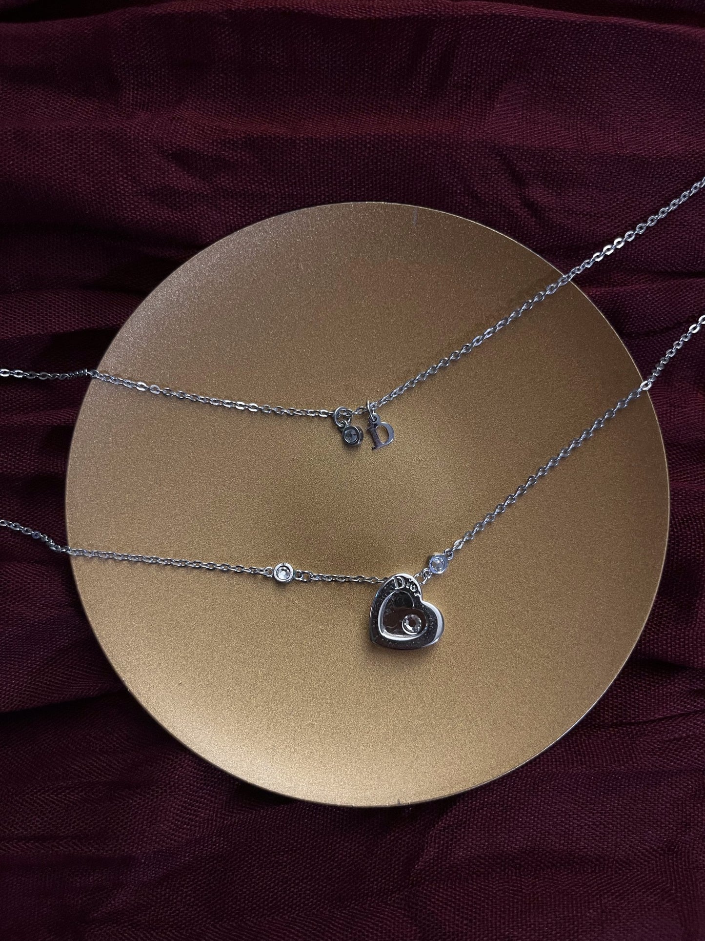 Vintage Dior Double-Layer Open Heart Necklace