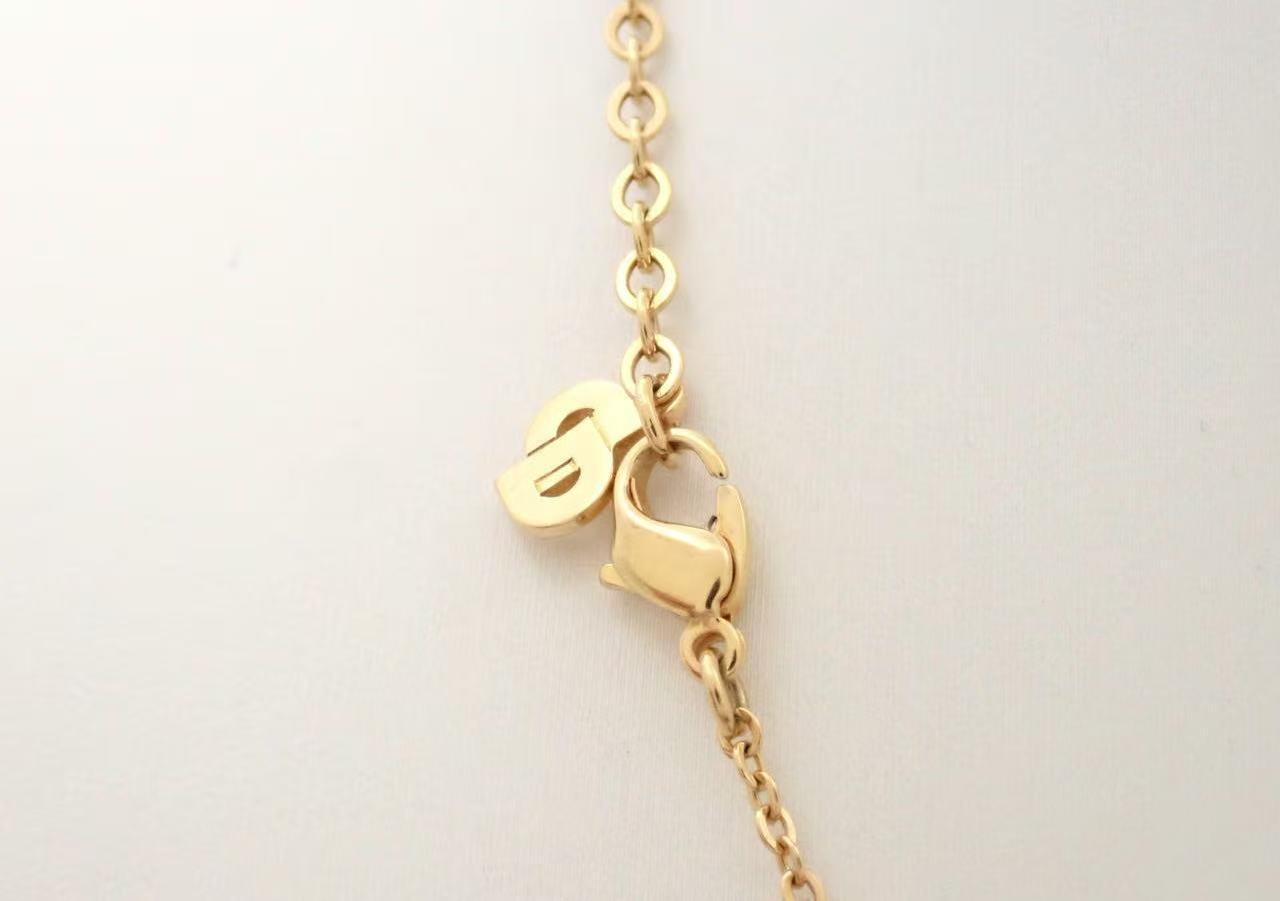 Dior Vintage Gold Crystal Heart Logo Pendant Necklace