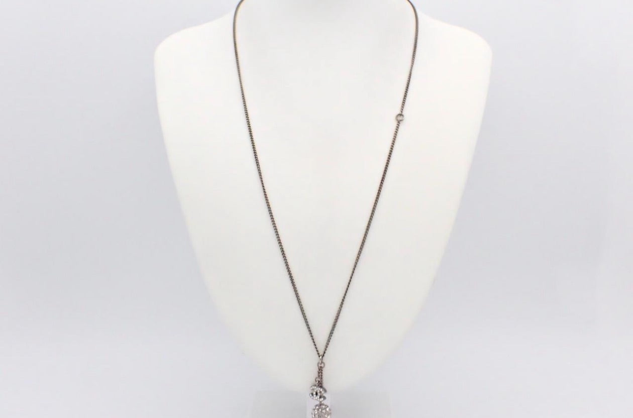 Chanel Crystal CC & Ball Drop Necklace