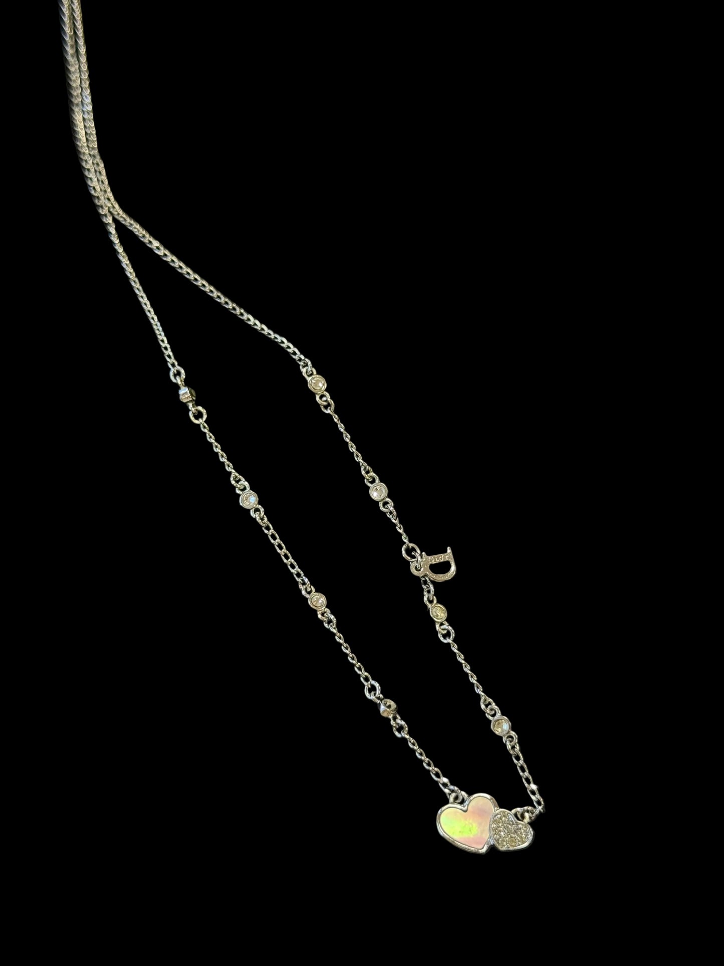 Vintage Dior Mother of Pearl Heart Shape Pendant Necklace