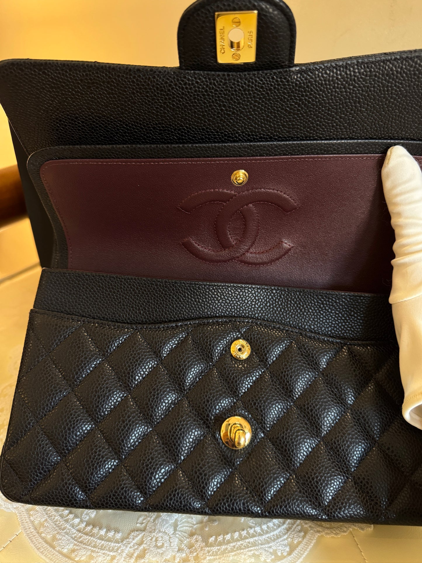 Chanel Classic Double Flap Medium Black Caviar Shoulder Bag