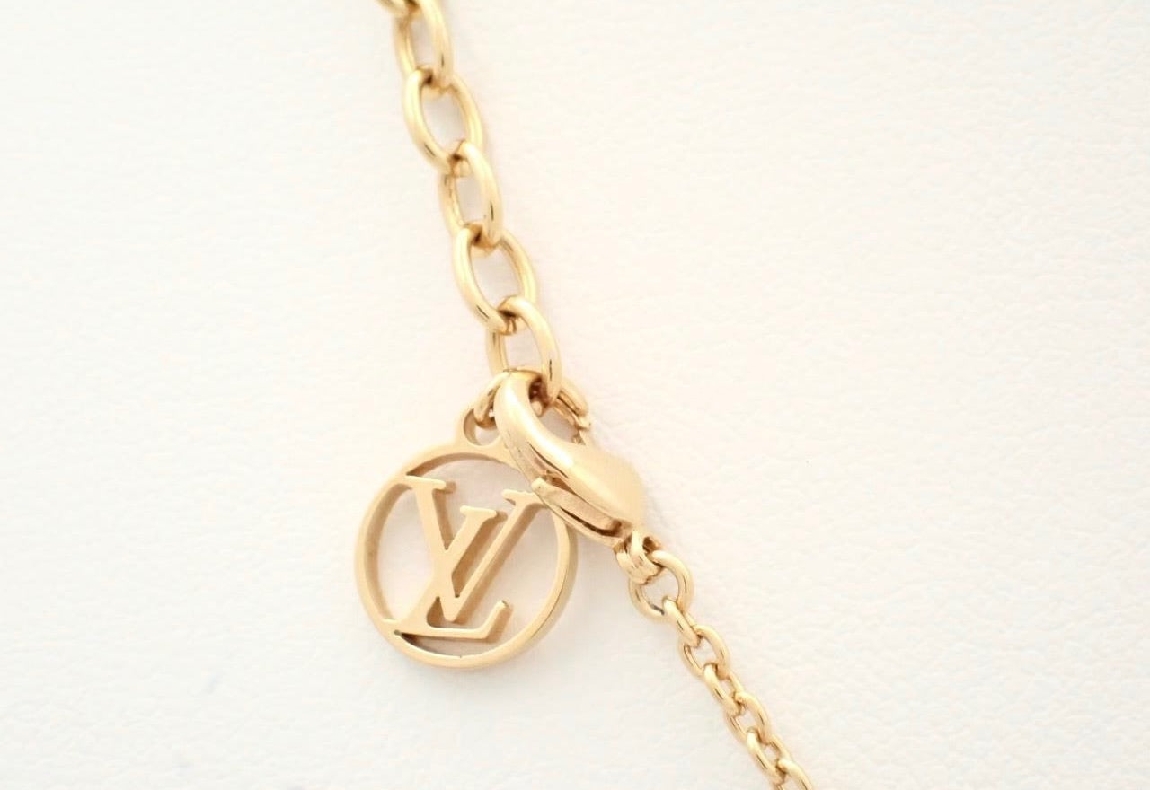 Louis Vuitton Crystal LV Pendant Necklace (Gold Tone)
