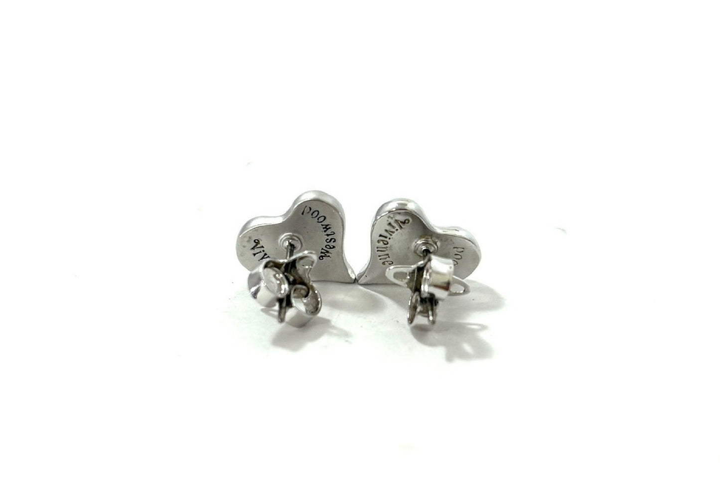 Vivienne Westwood Silver Cosmic Heart Crystal Stud Earrings