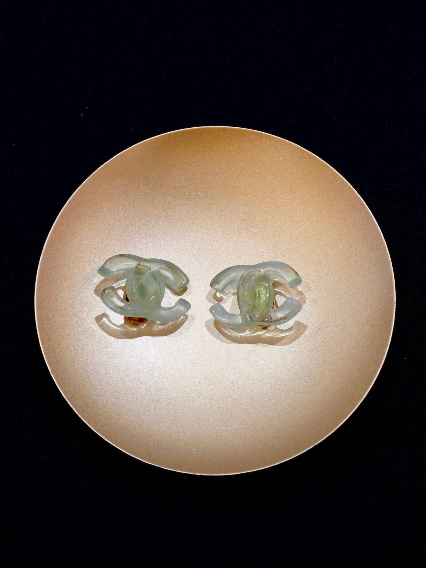 Chanel 2001 Mint Green Translucent CC Clip-On Earrings