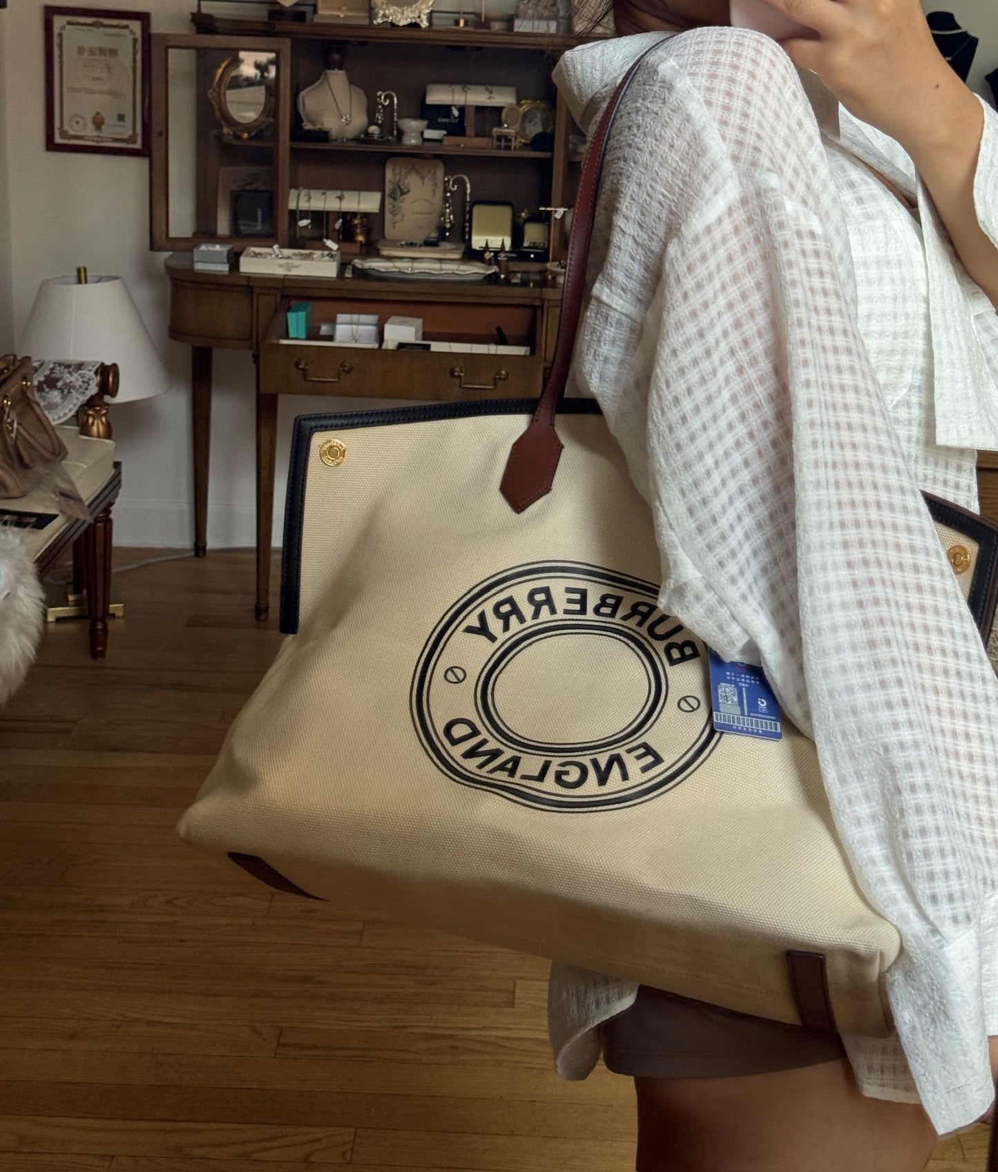 Burberry Graphic Canvas Large Tote