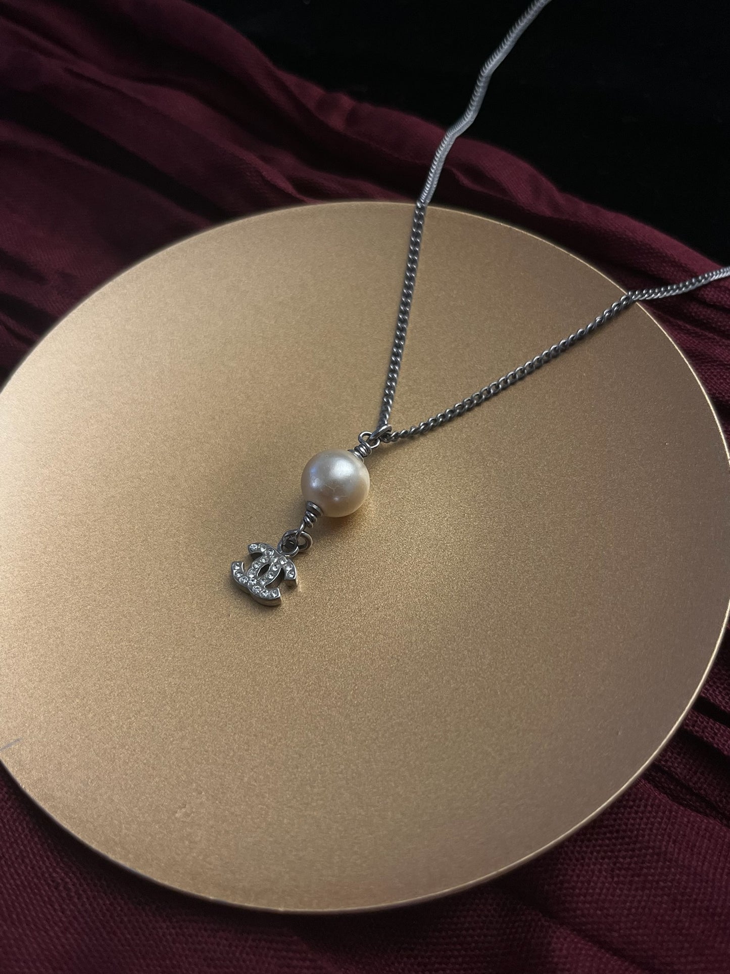 Chanel 2007 Cream Pearl CC Pendant Necklace