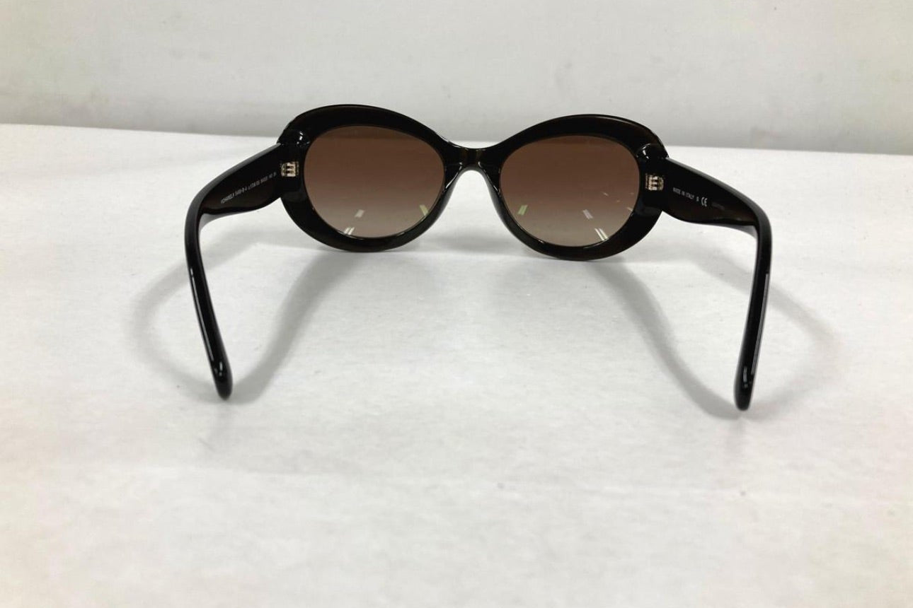 Vintage Chanel Black Round Sunglasses with Crystal CC Logo