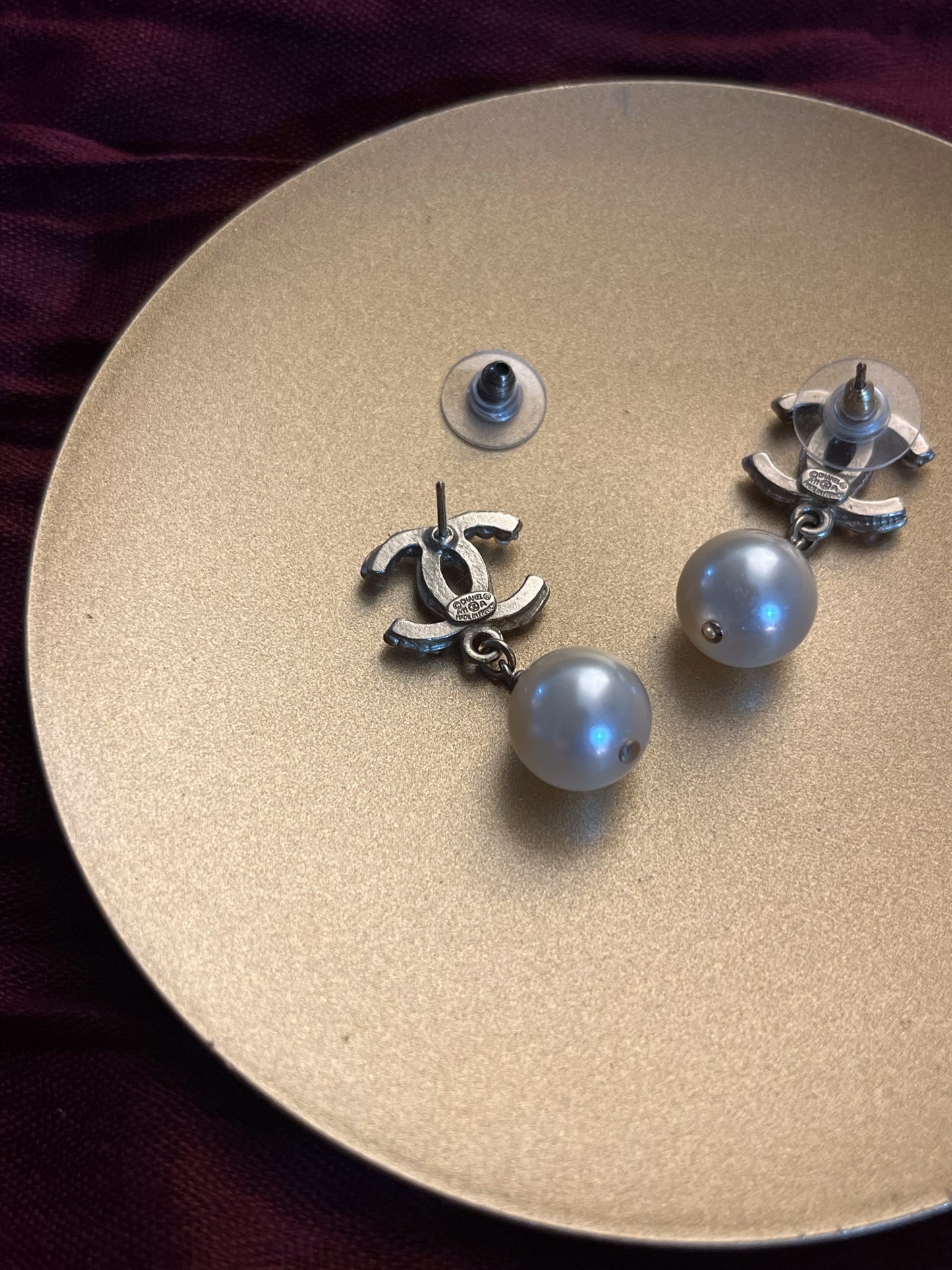 Vintage Chanel 2011 Irregular Double C Pearl Earrings