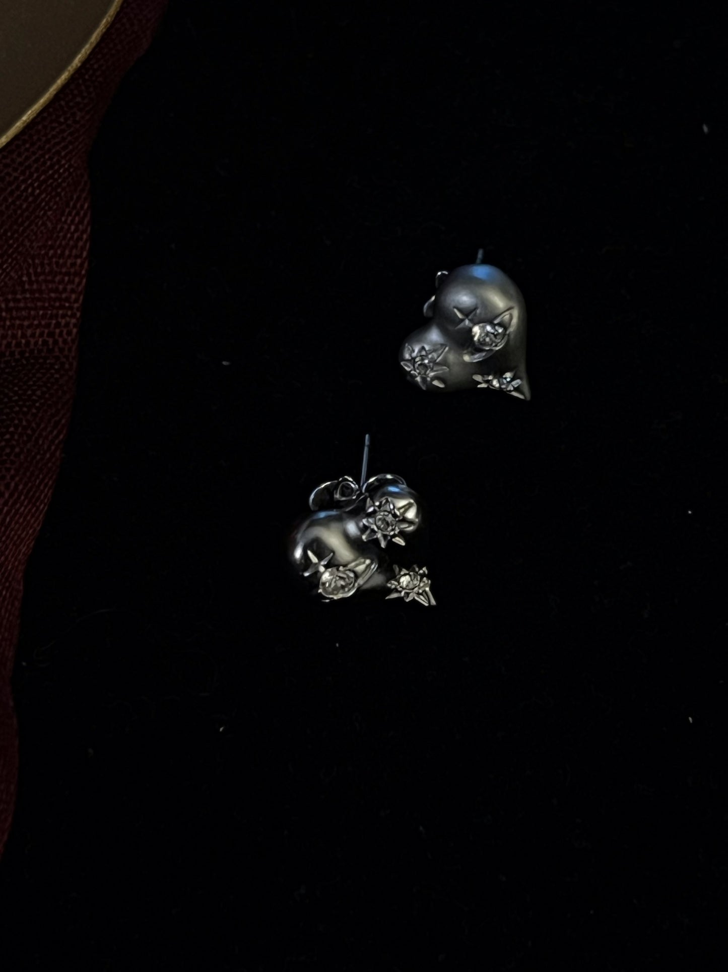 Vivienne Westwood Silver Cosmic Heart Crystal Stud Earrings