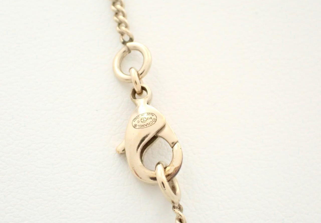 Chanel 2012 Gold CC Logo Pink Crystal Drop Necklace
