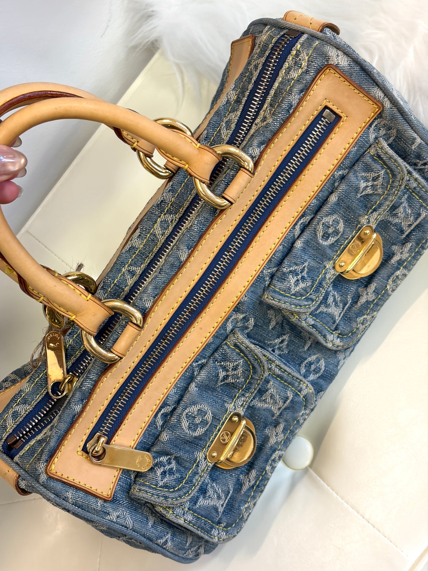 LV Vintage Blue Denim Tote