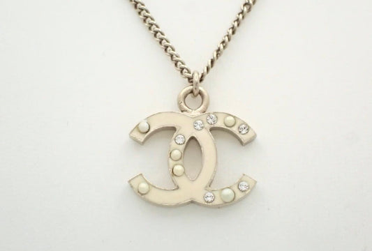 Vintage Chanel 2007 Pearl & Crystal CC Necklace – Champagne Gold Tone