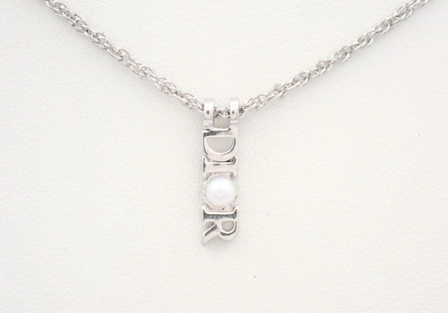 Vintage Dior Pearl Logo Vertical Necklace