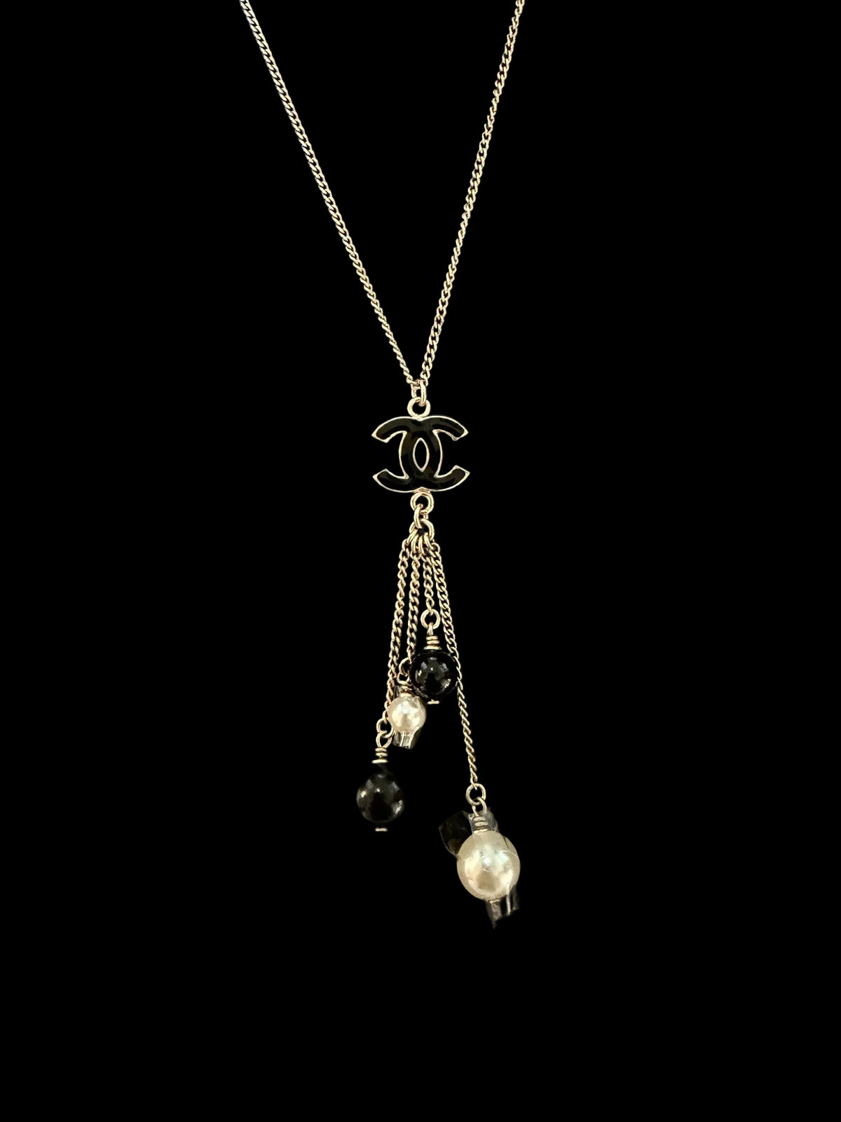 Chanel 2018 CC Pearl & Chain Tassel Necklace