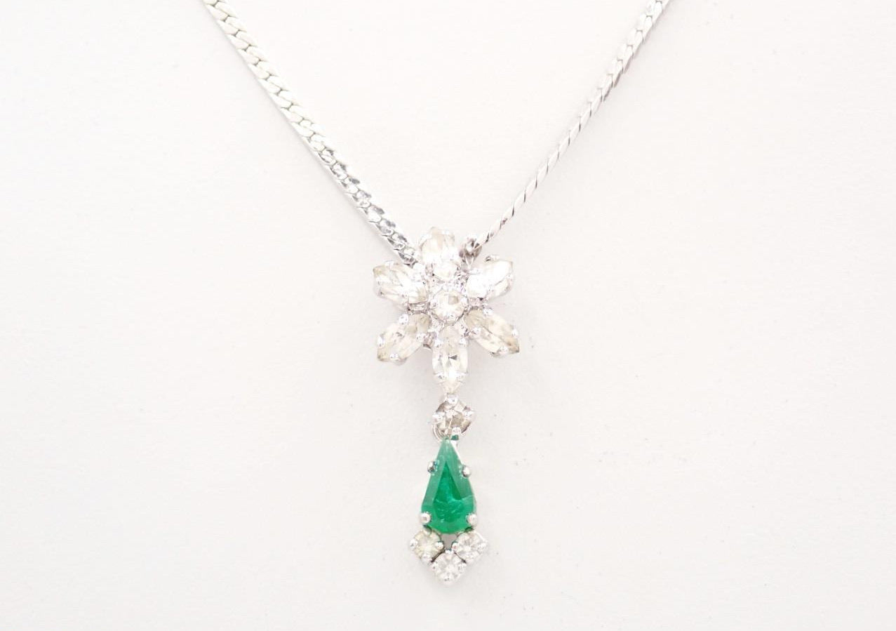 Vintage Dior Emerald-Green Pavé Crystal Necklace