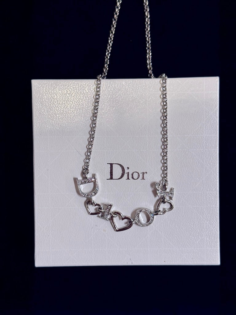 Dior Vintage Crystal Heart Logo Choker