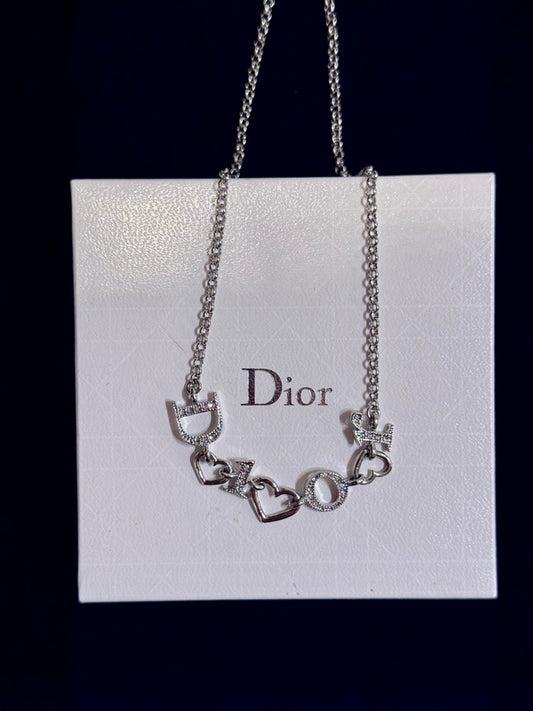 Dior Vintage Crystal Heart Logo Choker
