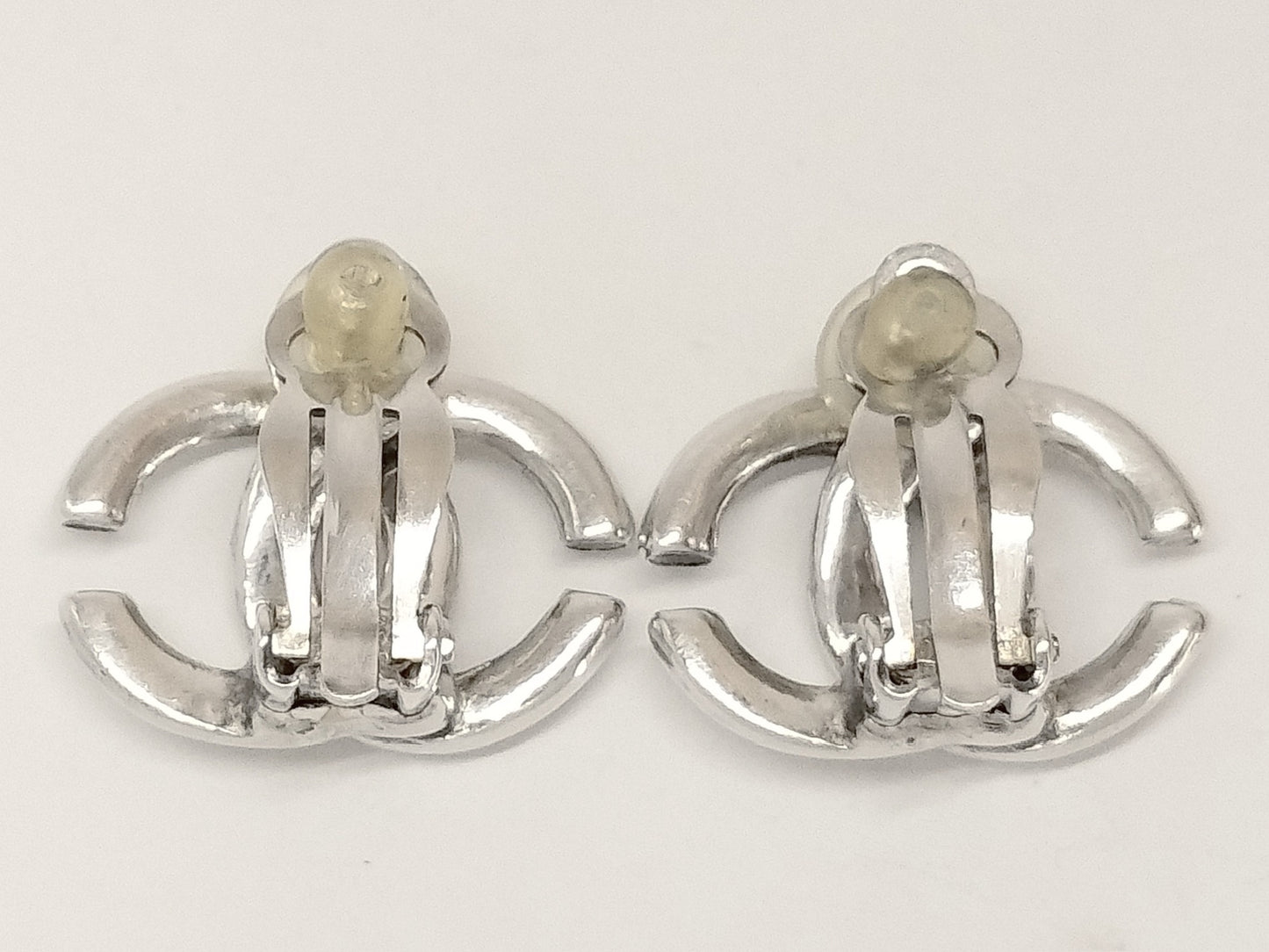 Chanel 2001 Silver-Plated Double C Clip-On Earrings