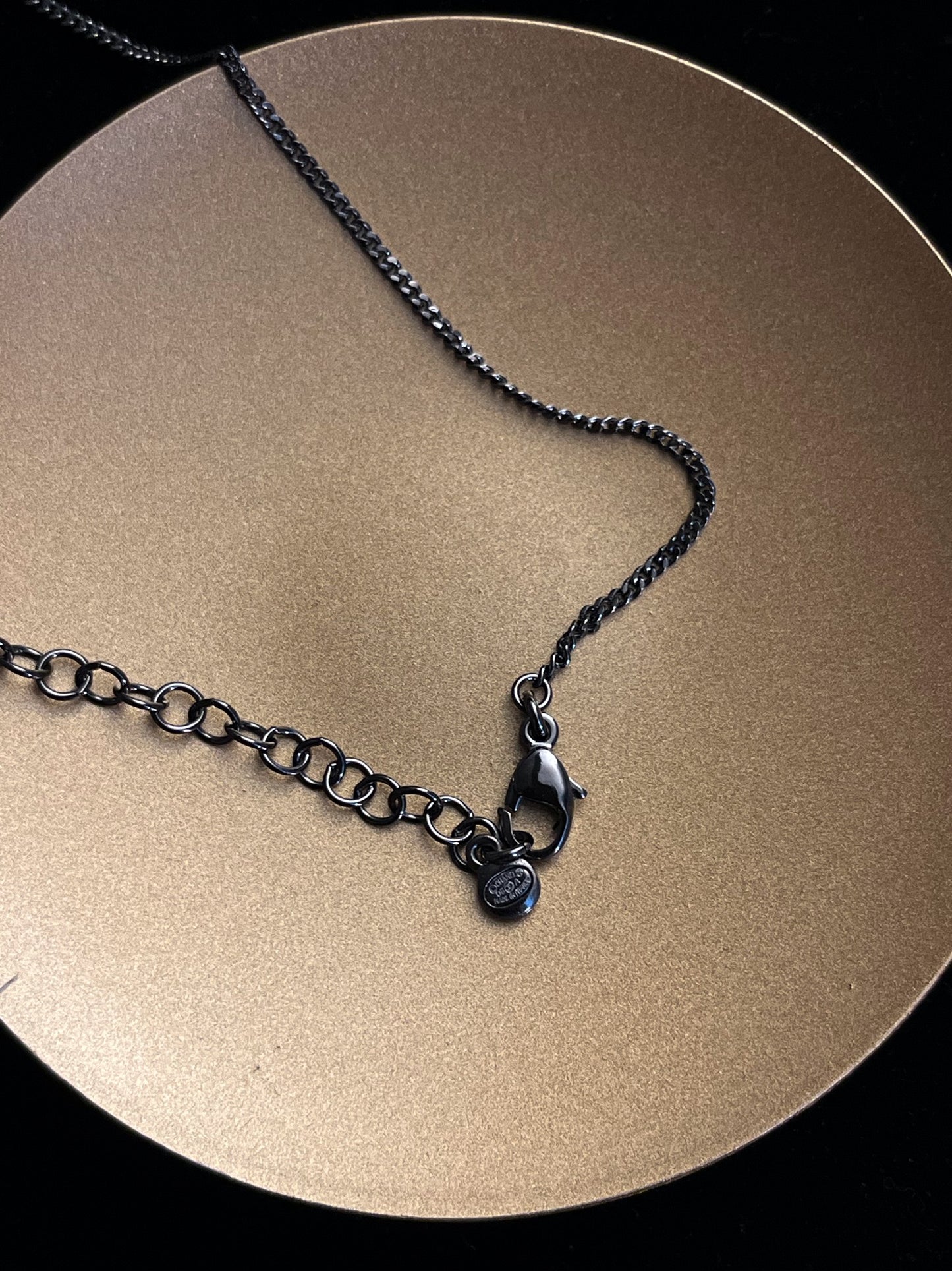 Chanel 2005 Black & Silver Double CC Wing Pendant Adjustable Necklace