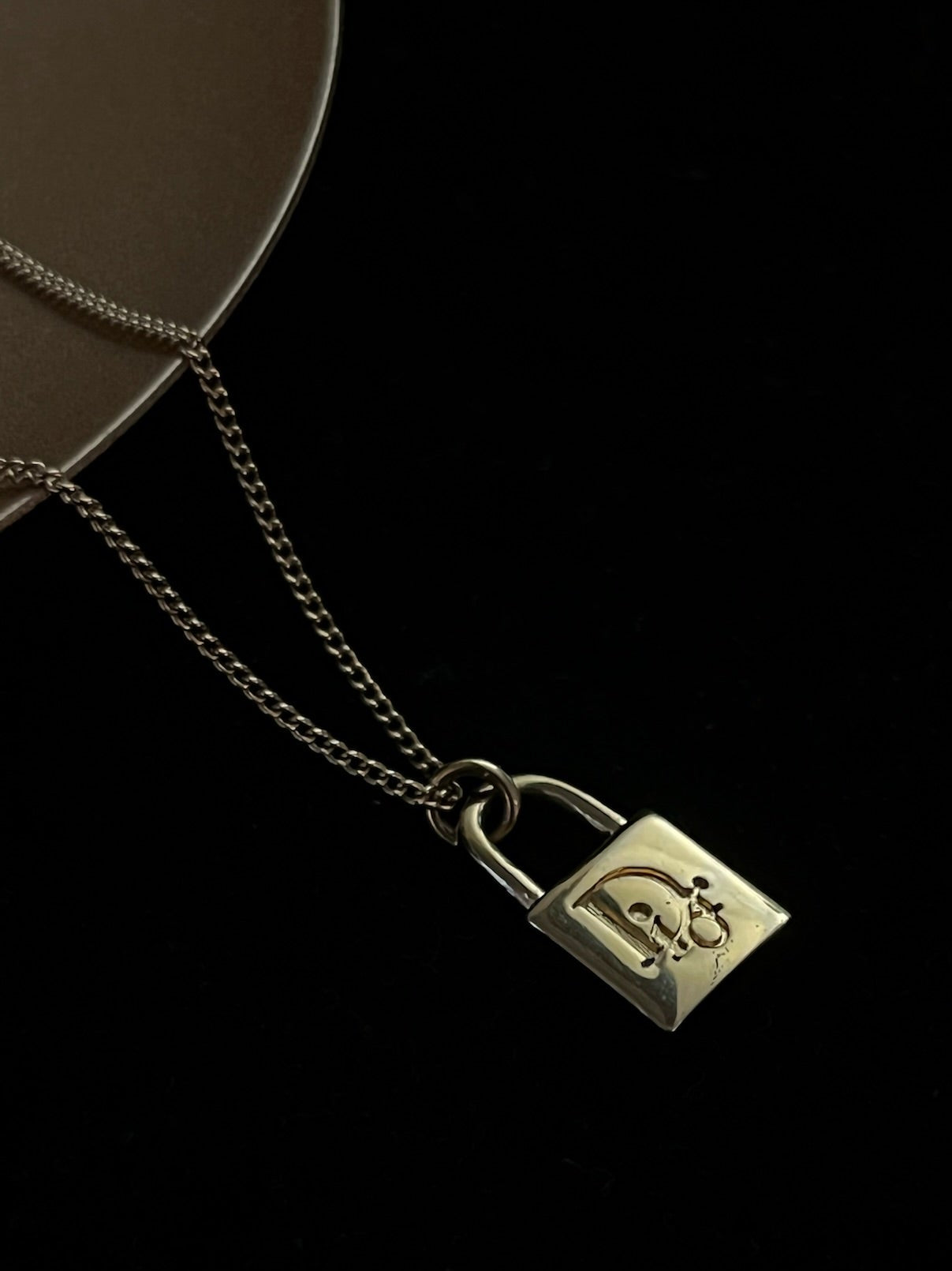 Vintage Dior Gold Padlock Pendant Necklace