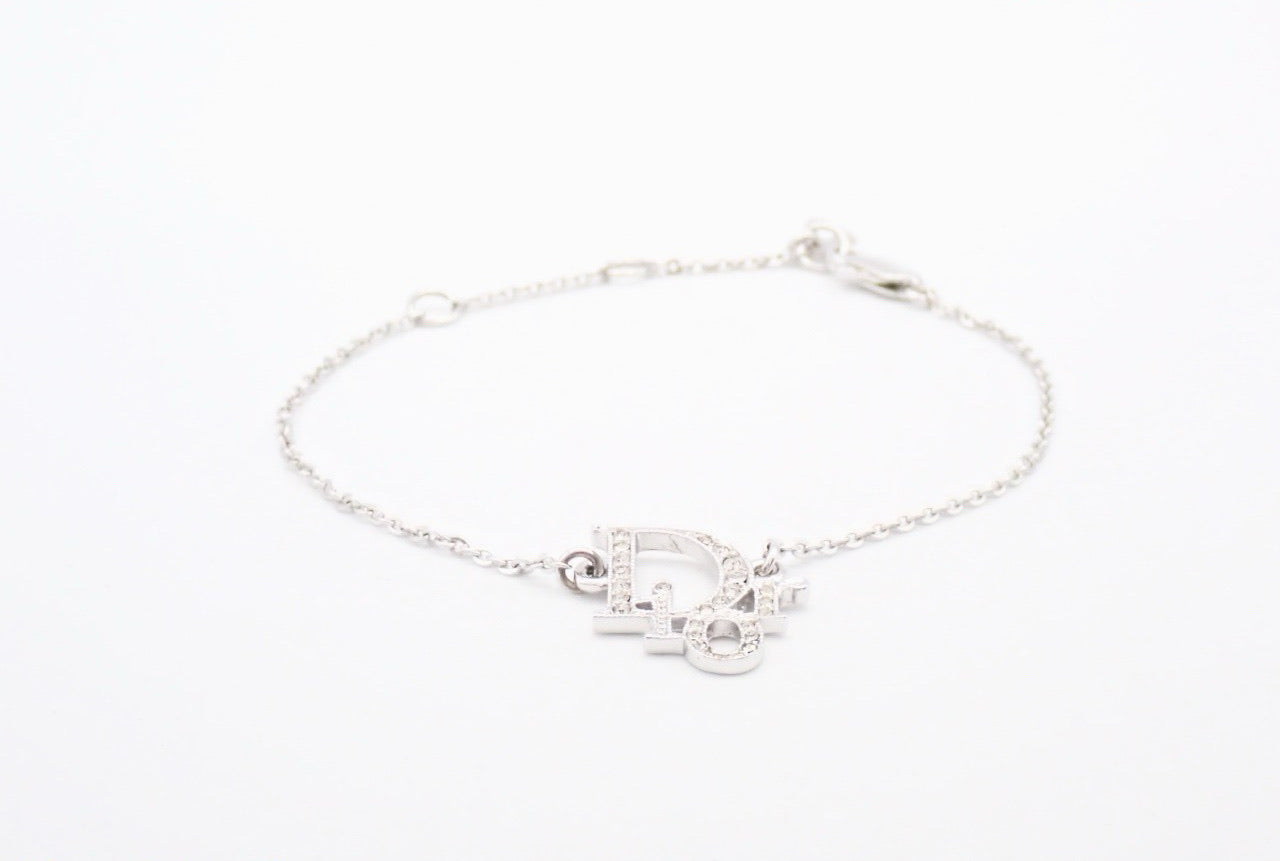 Dior 2010s Crystal Logo Chain Bracelet
