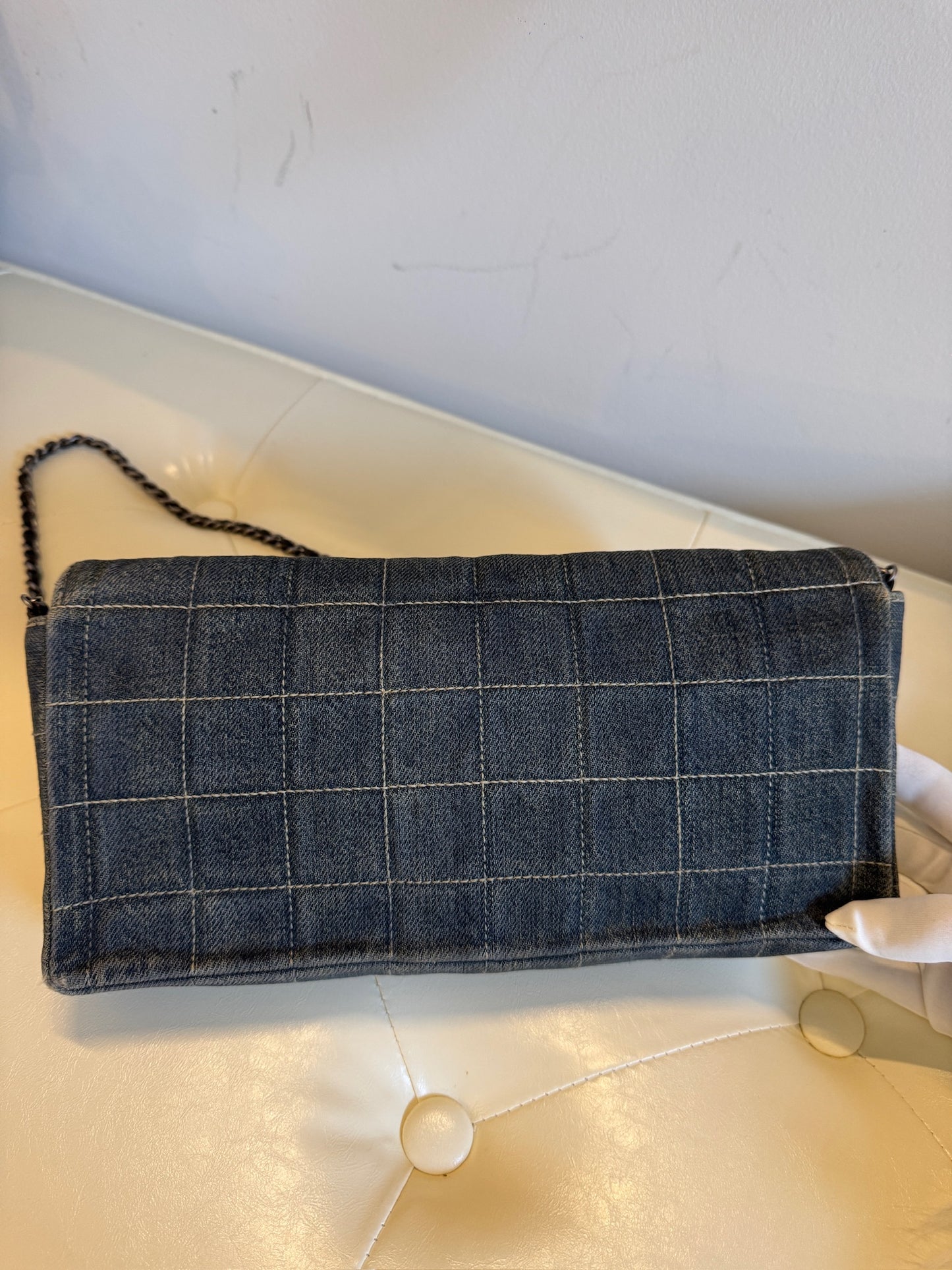 Chanel Dark Blue Denim Chain Flap Shoulder Bag