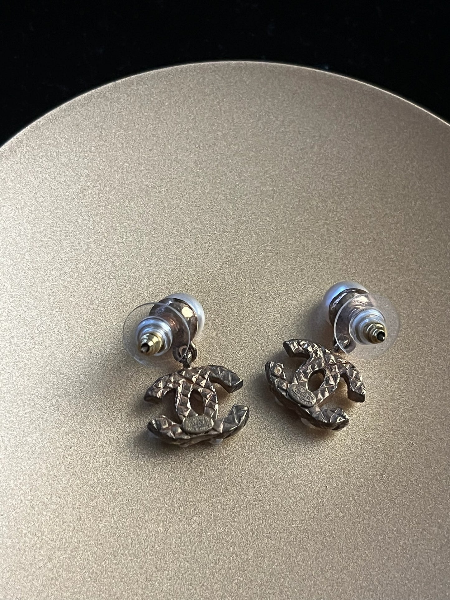 Chanel 2002 Gold-Plated Pearl Stud Earrings