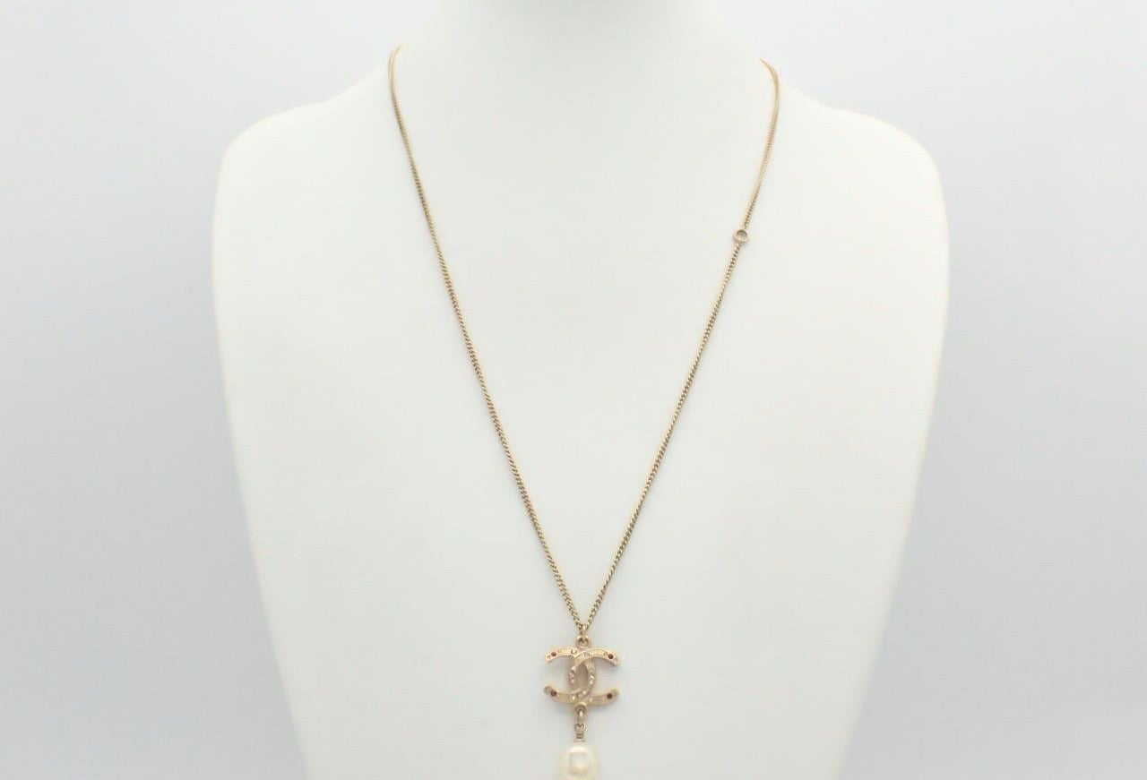 Chanel 2014 Pink& Purple Crystal Princess Diana Double C Sweater Chain Necklace