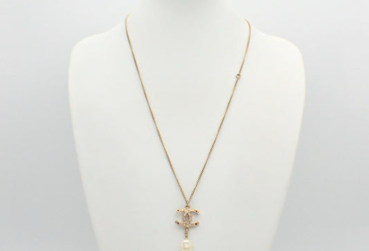 Chanel 2014 Pink& Purple Crystal Princess Diana Double C Sweater Chain Necklace