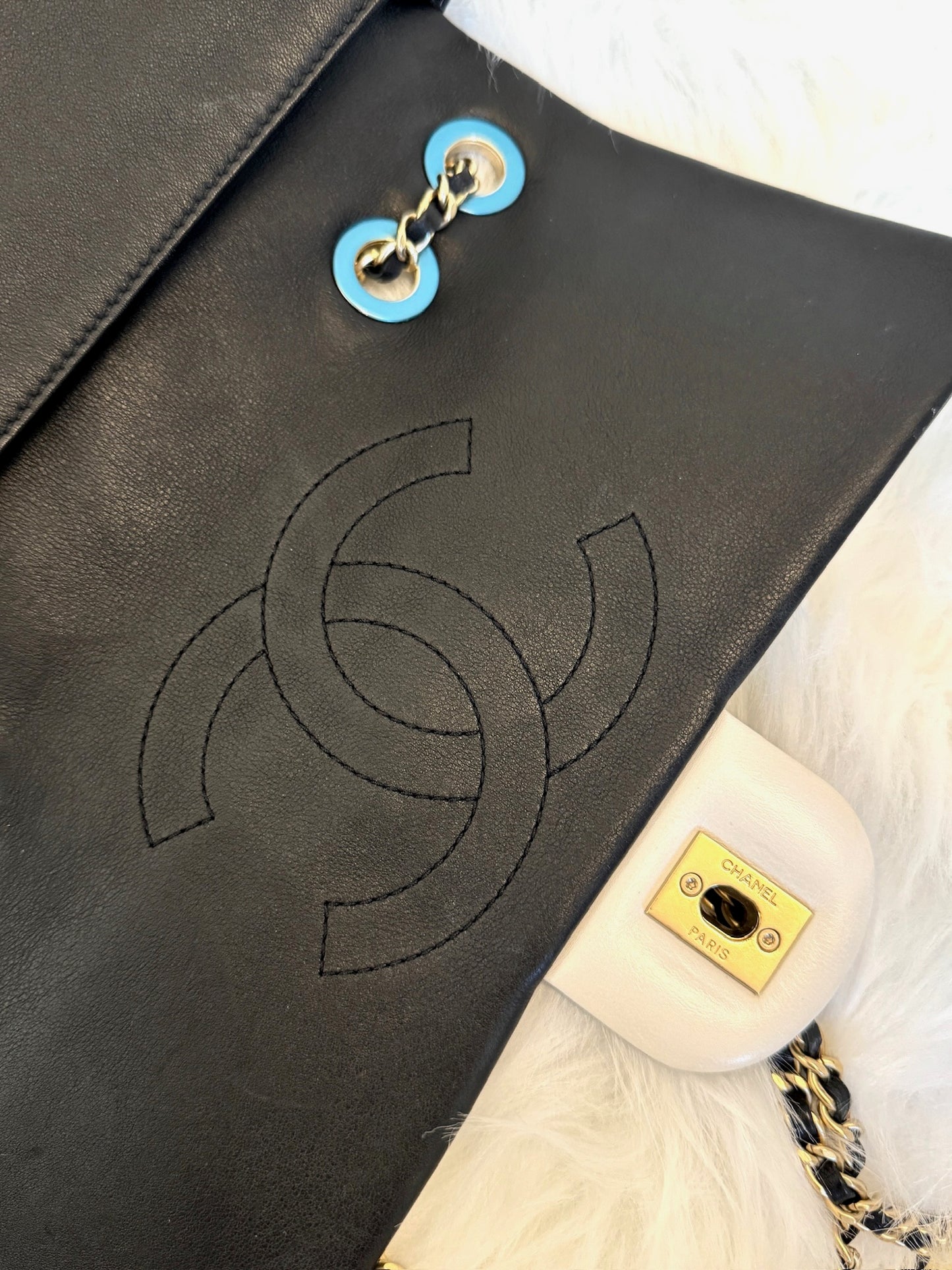 Chanel Black and White Bicolor Quilted Flap Bag