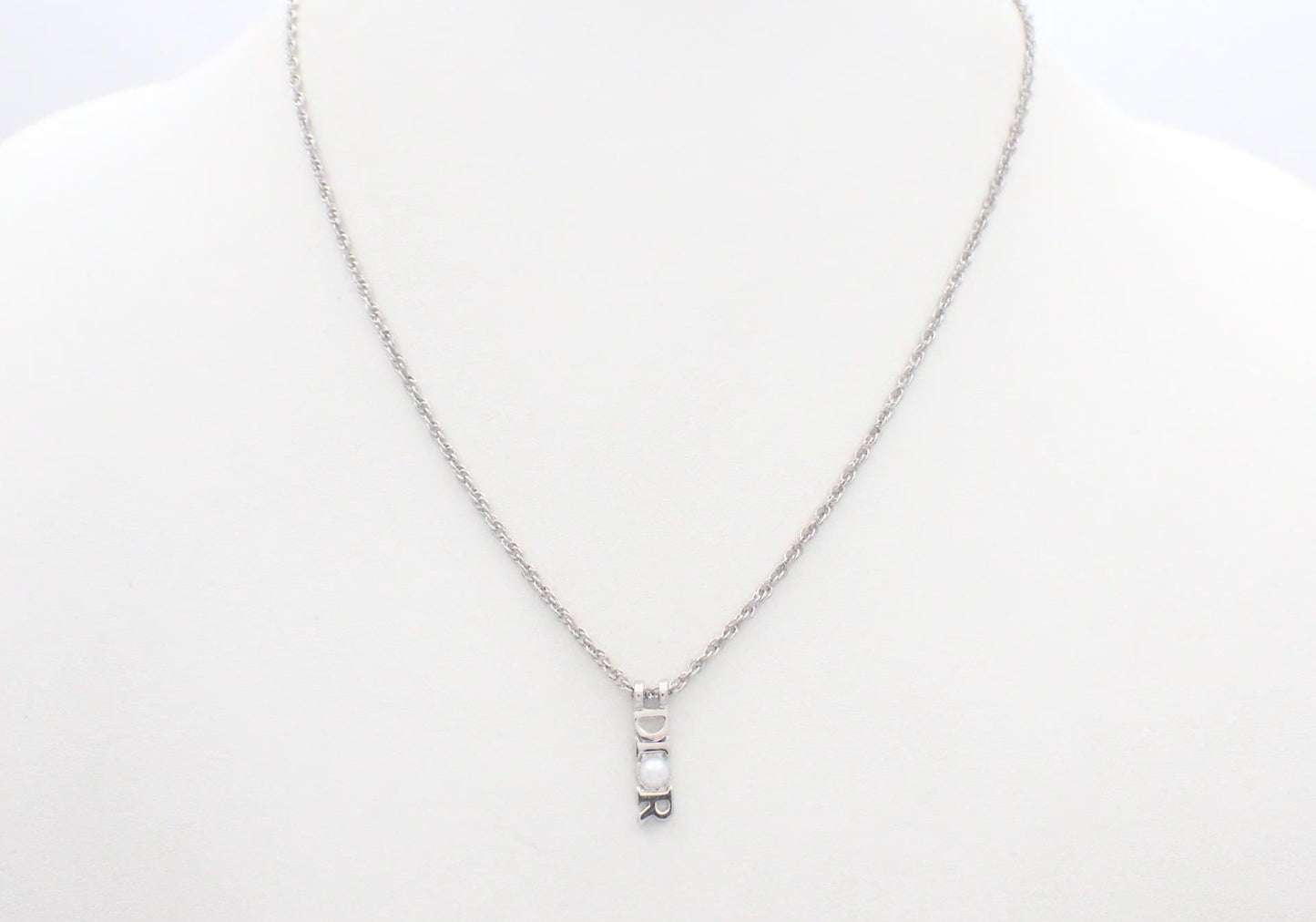 Vintage Dior Pearl Logo Vertical Necklace