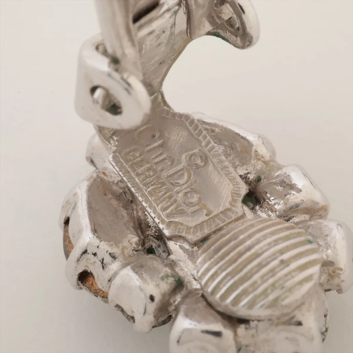 Vintage Dior Jade-Heart Crystal Clip-On Earrings