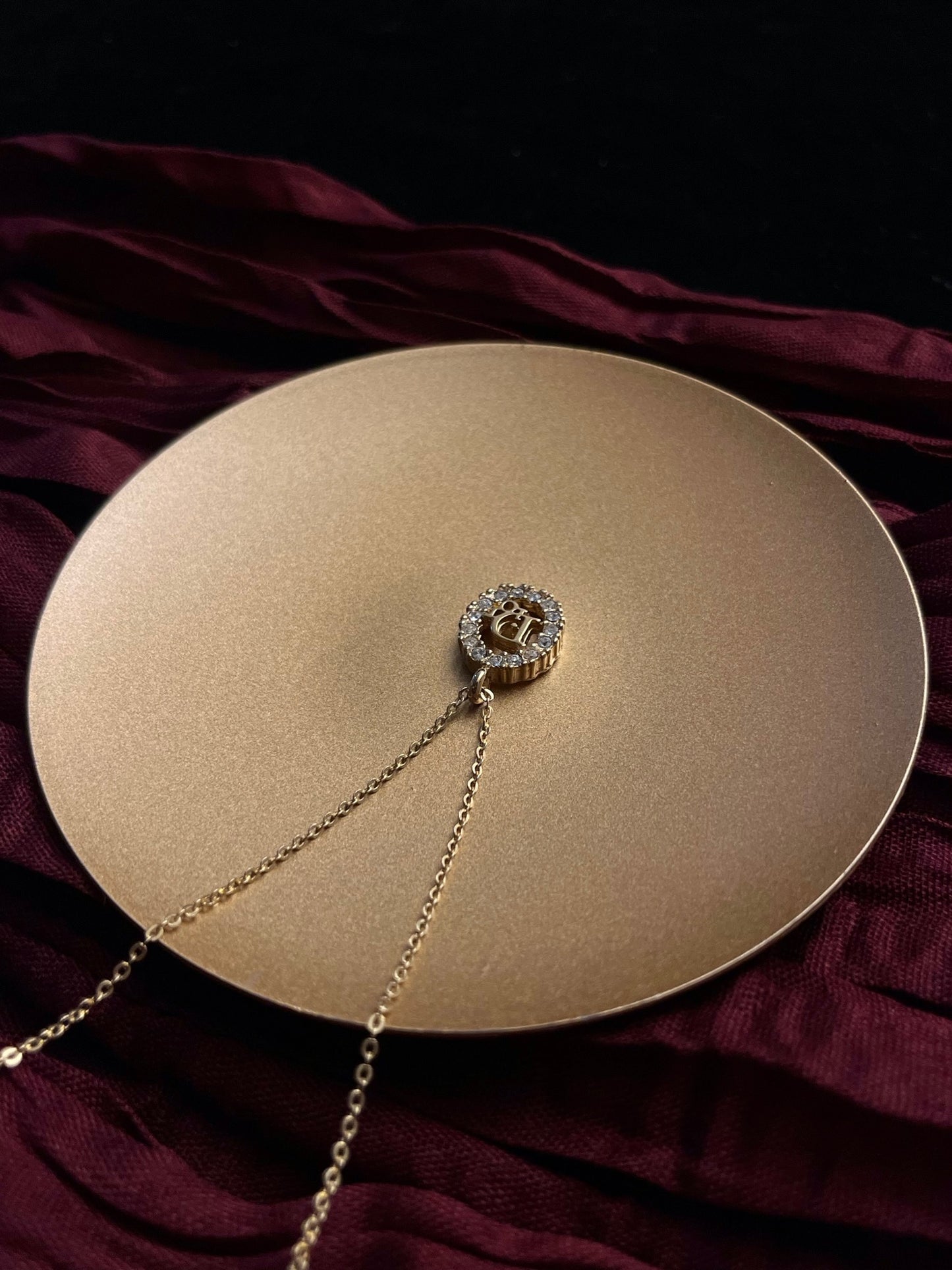 Vintage Dior Gold-Tone Vertical Crystal Logo Pendant Necklace