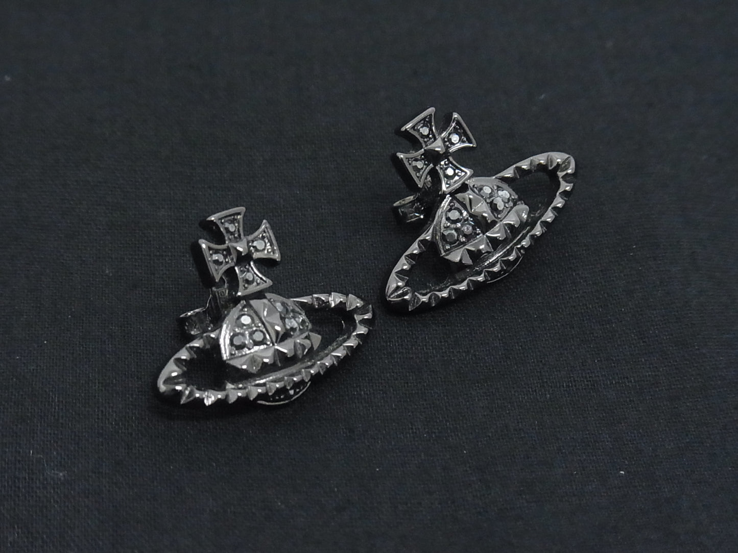 Vintage Vivienne Westwood Black Crystal Orb Stud Earrings