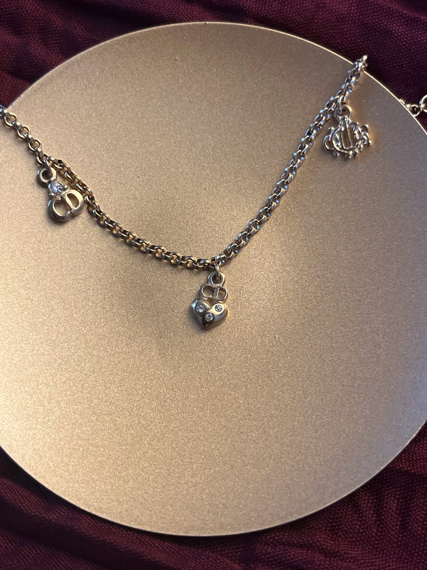 Dior CD Heart Charm Chain Bracelet