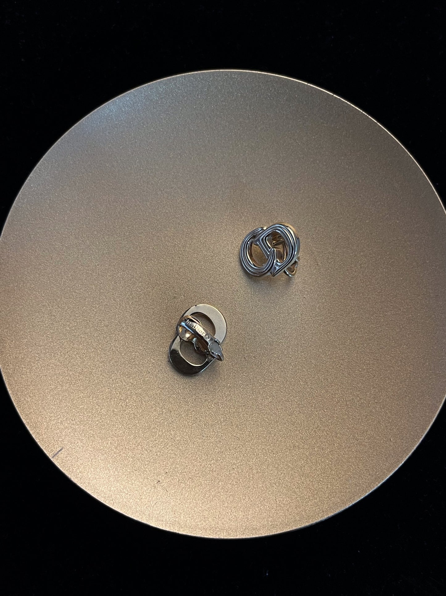 Vintage 80s Dior Interlocking CD Gold Clip-On Earrings