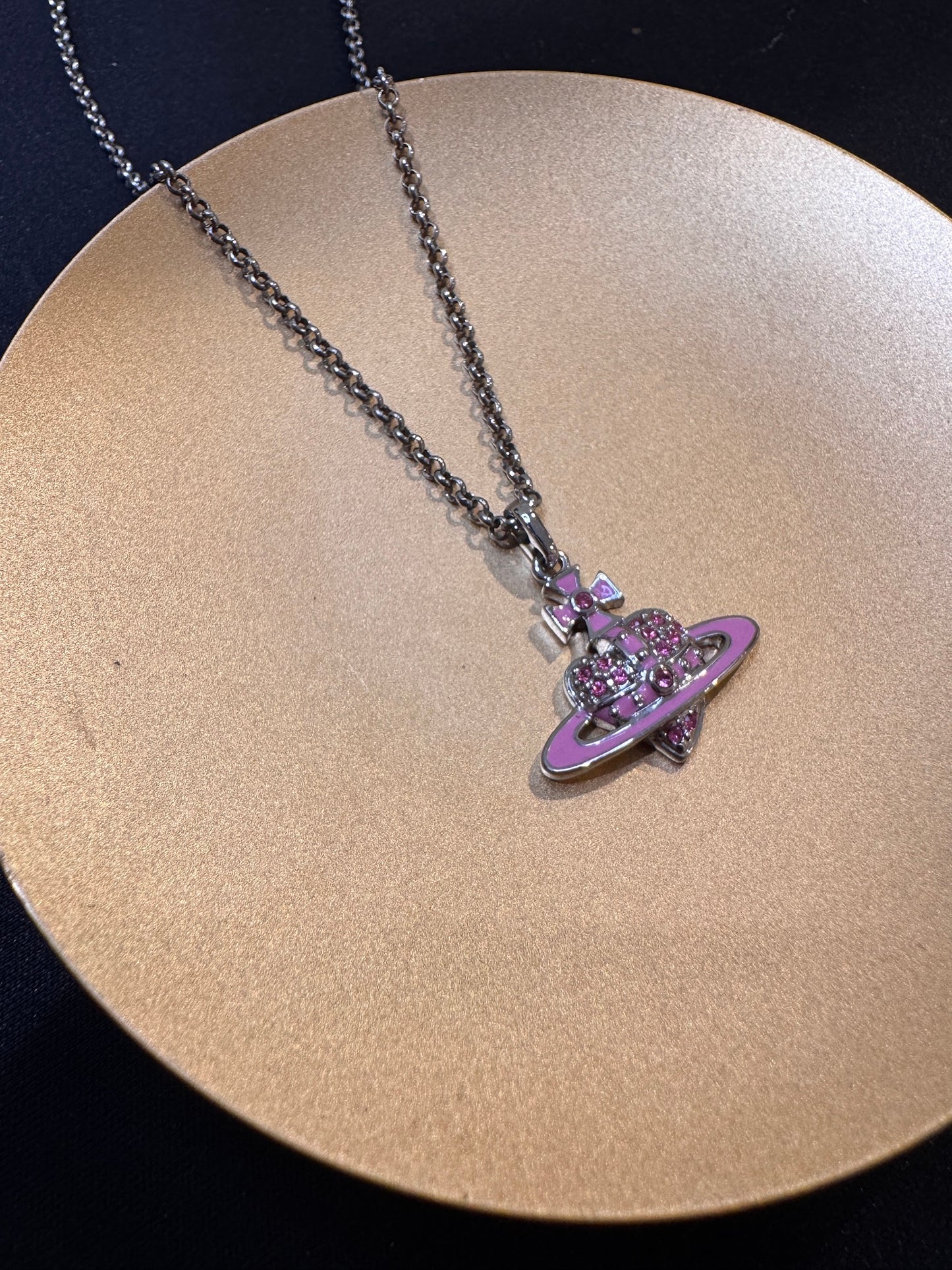 Vivienne Westwood Pink Crystal Orb Pendant Necklace