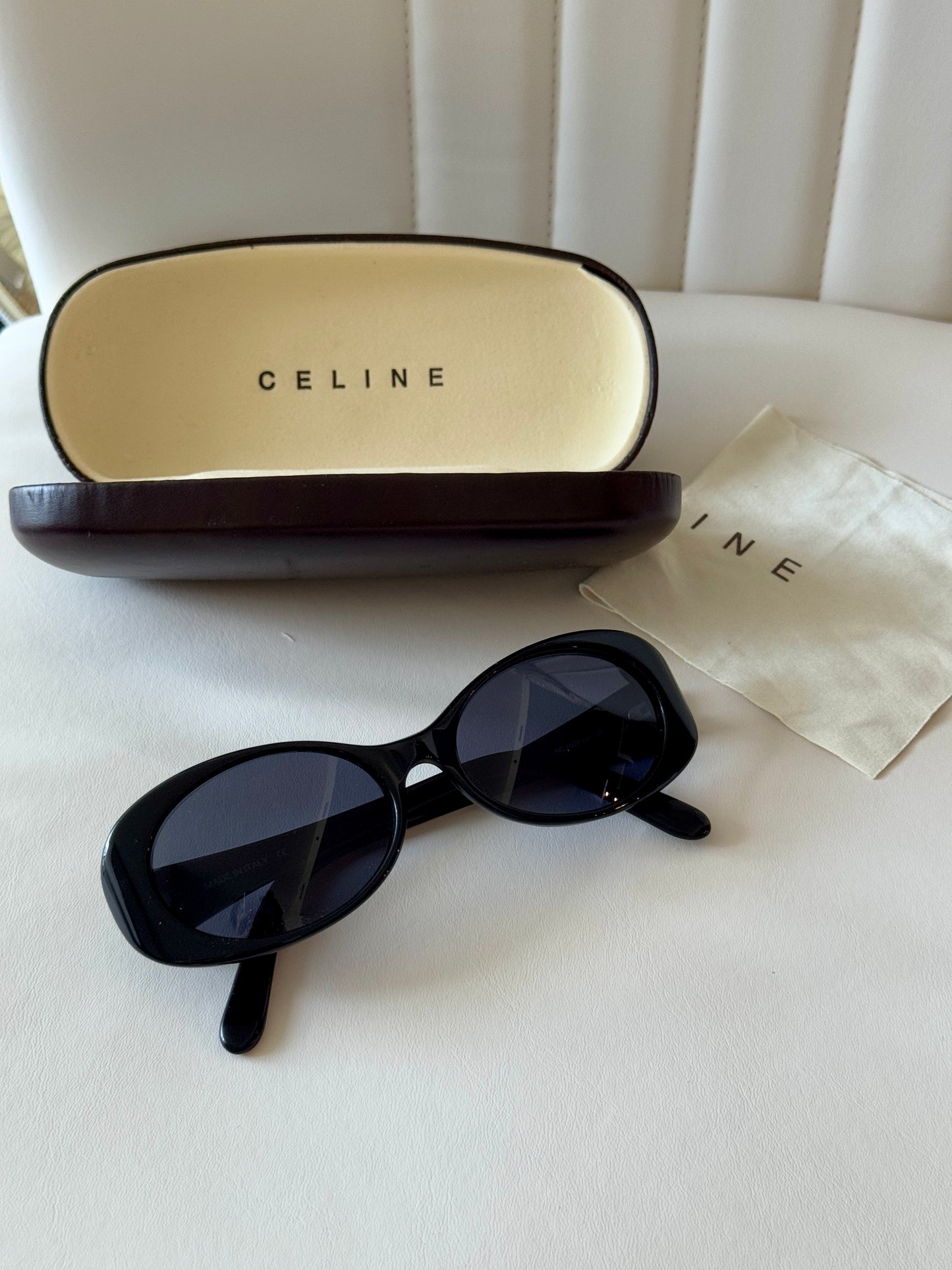 Celine Vintage Triomphe Black Oval Sunglasses