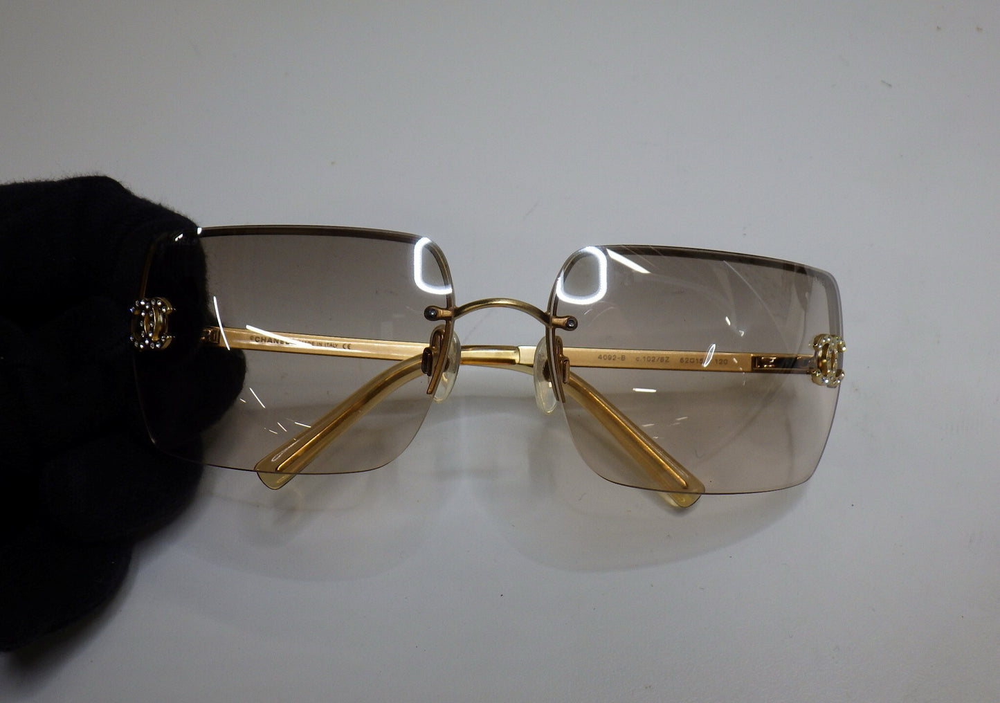 Chanel Y2K Vintage Gold-Tone CC Rimless Sunglasses