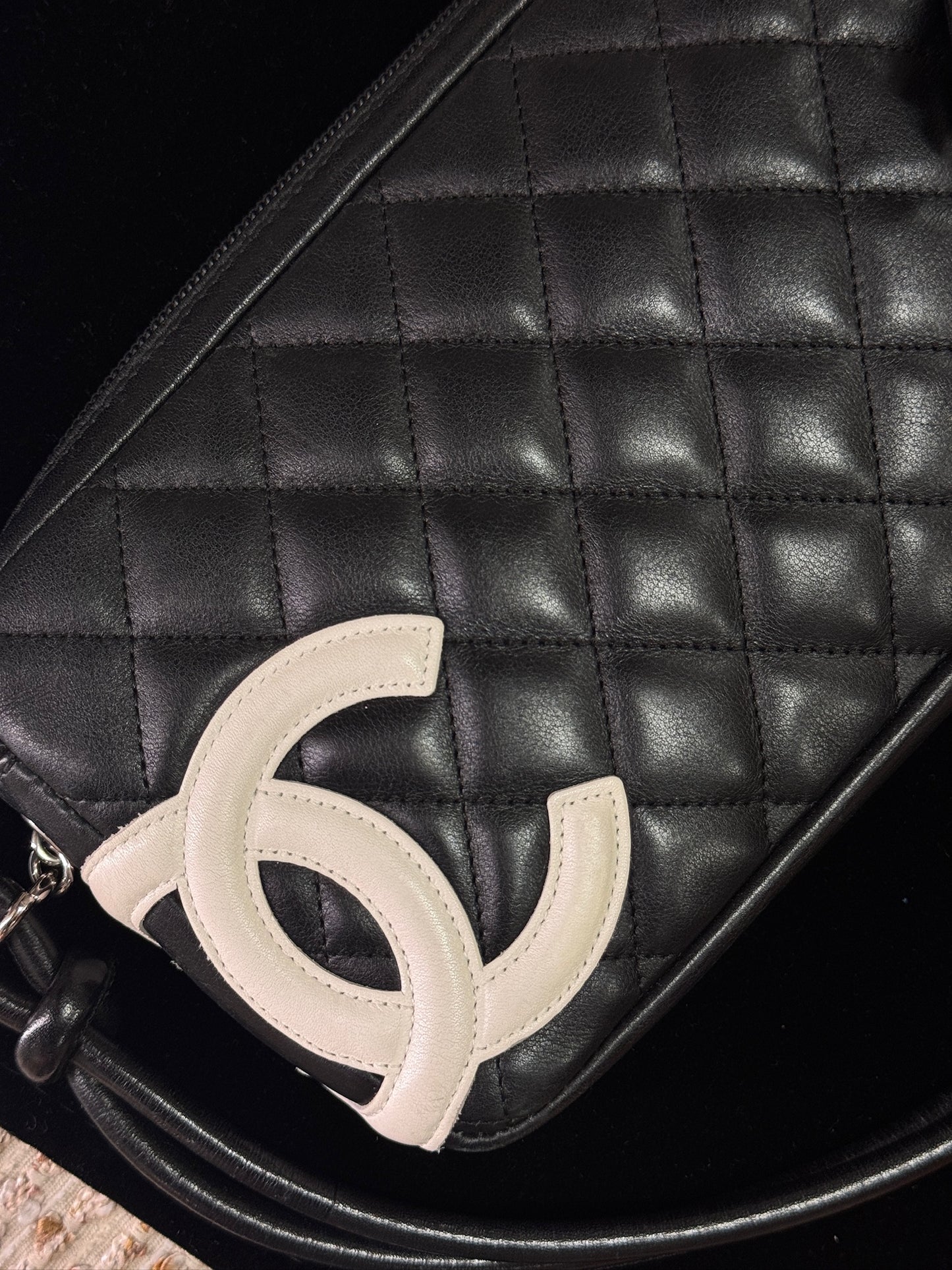 ON HOLD*Chanel Vintage Black Quilted Leather Shoulder Bag with Oversized CC