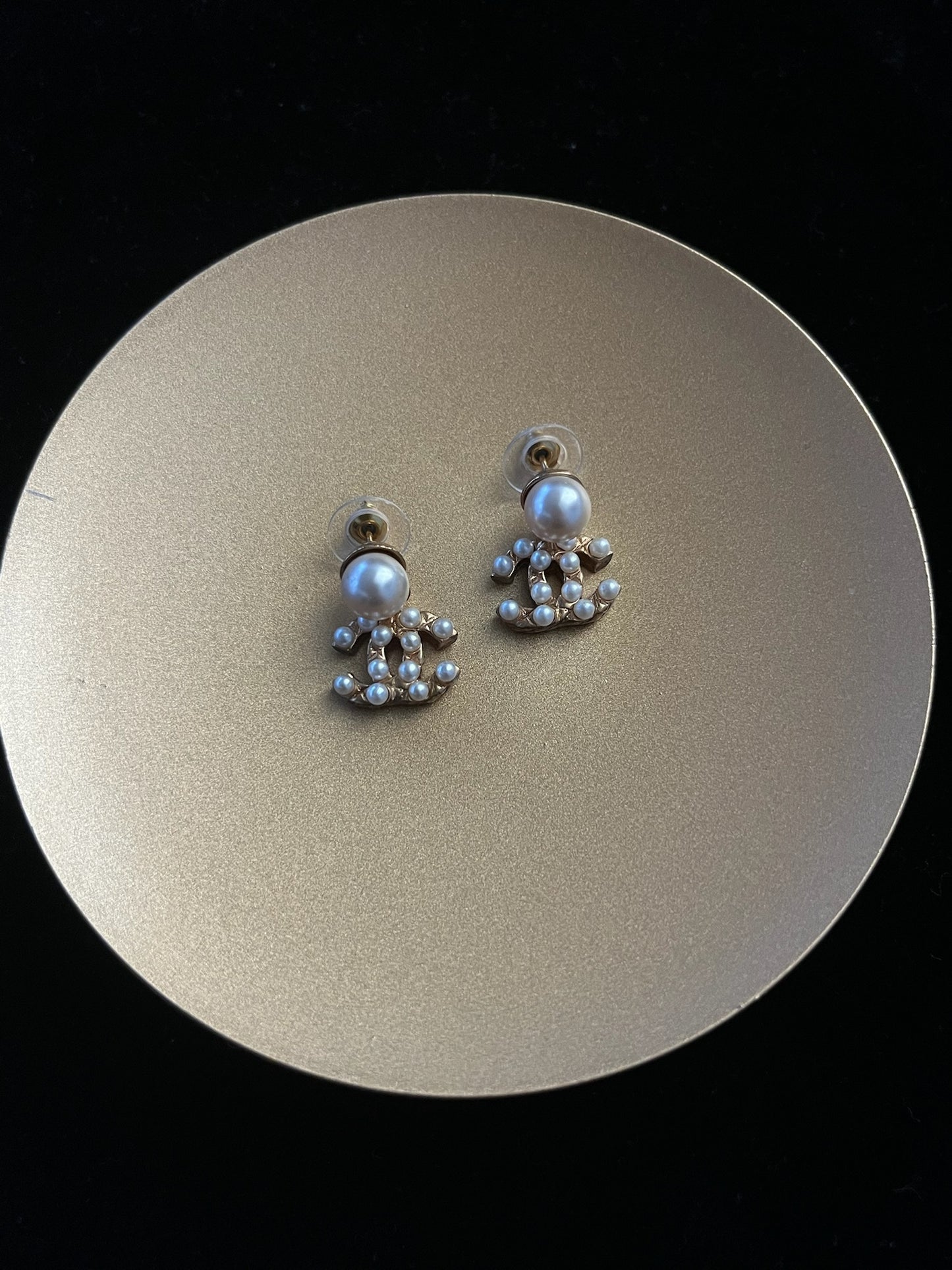 Chanel 2002 Gold-Plated Pearl Stud Earrings