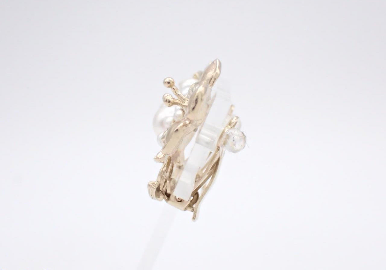 Chanel Floral Pearl Cluster Clip Earrings