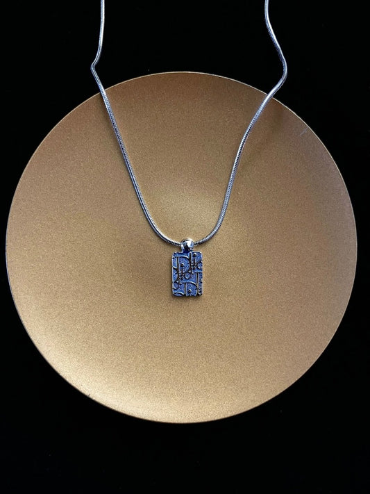 Dior Vintage Double-Sided Blue & Crystal Sports Tag Necklace