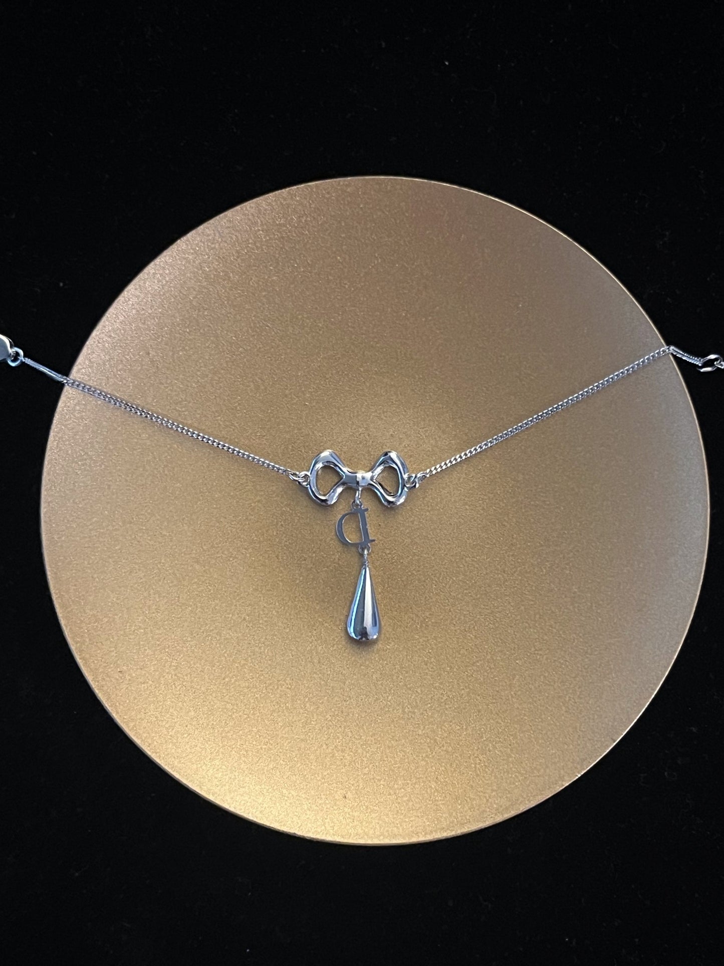 Vintage Dior Crystal Bow Drop Bracelet – Silver Tone