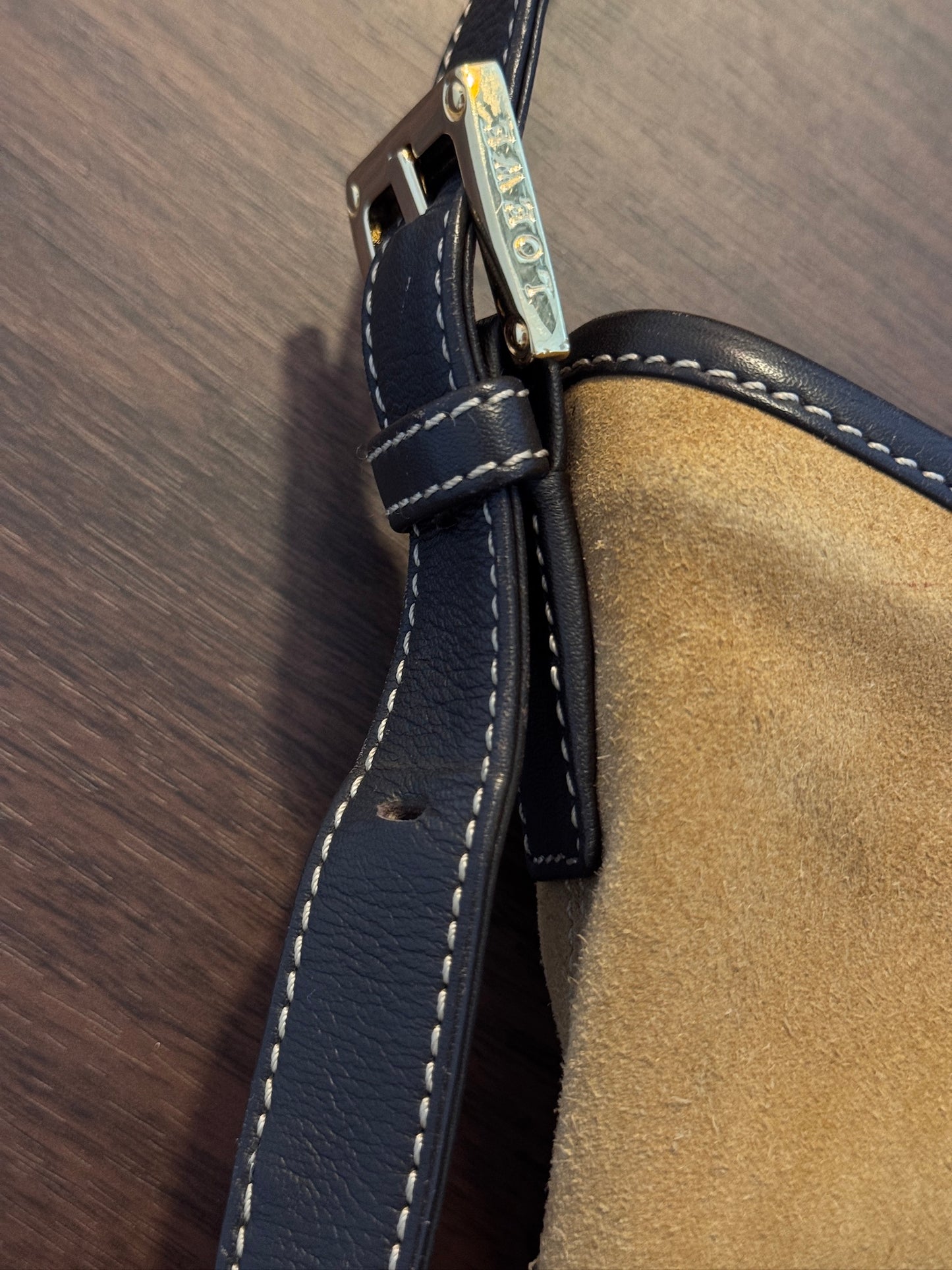 Loewe Vintage Suede & Leather Shoulder Bag